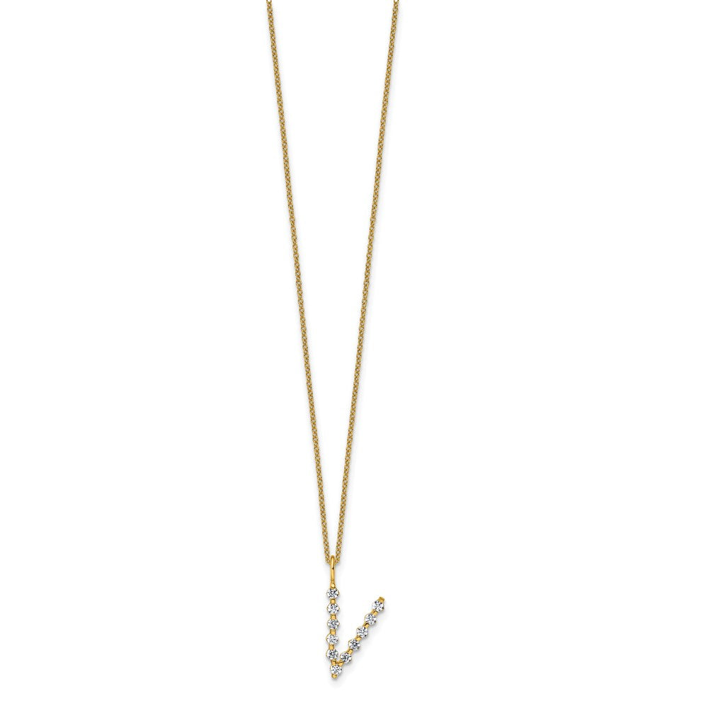 True Origin Lab Grown Diamond VS+ F+ Complete Alphabet V Pendant Necklace