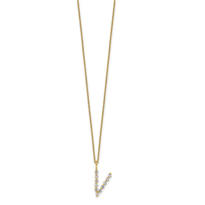 True Origin Lab Grown Diamond VS+ F+ Complete Alphabet V Pendant Necklace