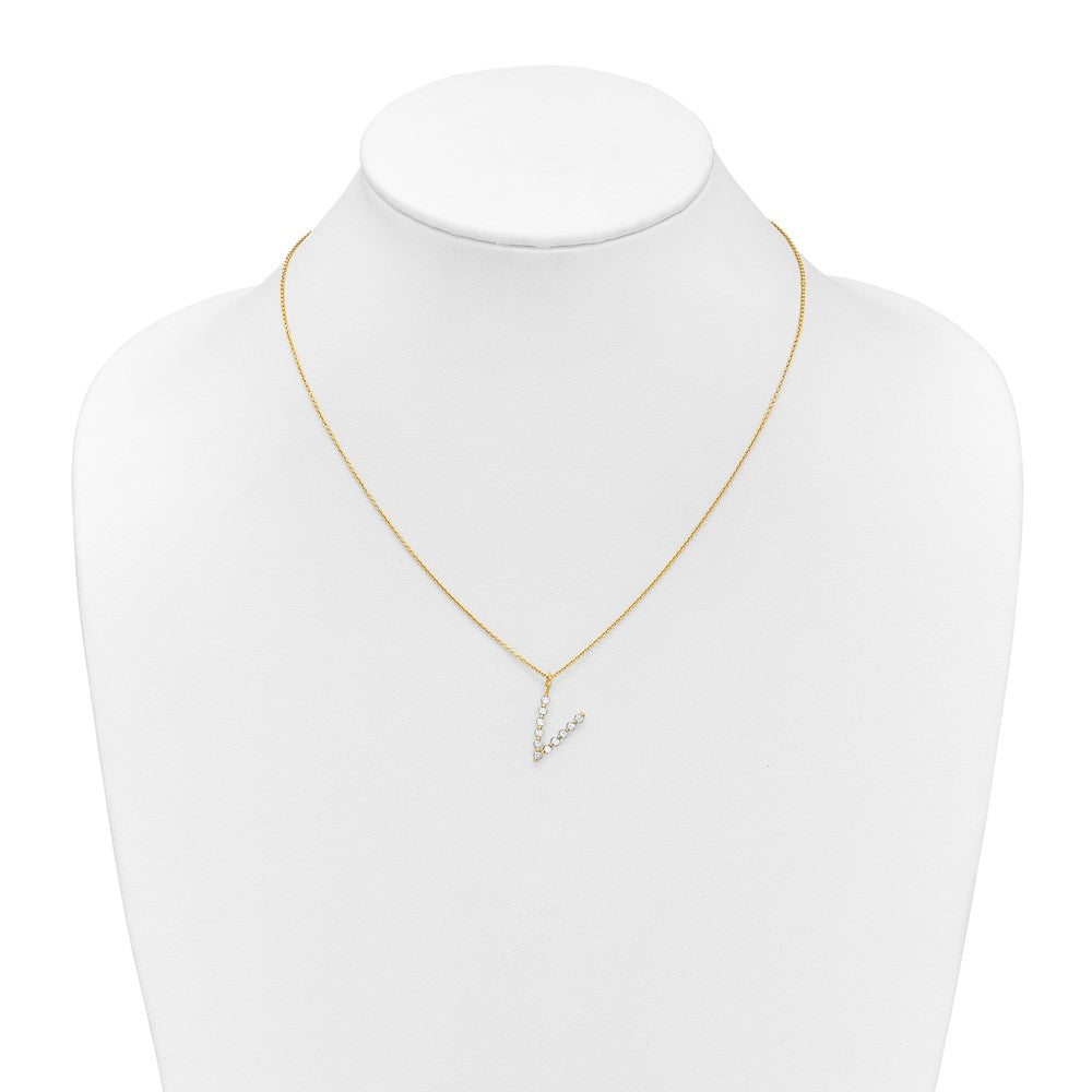 True Origin Lab Grown Diamond VS+ F+ Complete Alphabet V Pendant Necklace