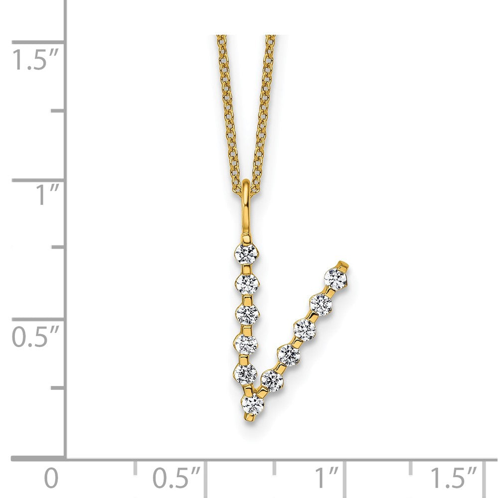 True Origin Lab Grown Diamond VS+ F+ Complete Alphabet V Pendant Necklace