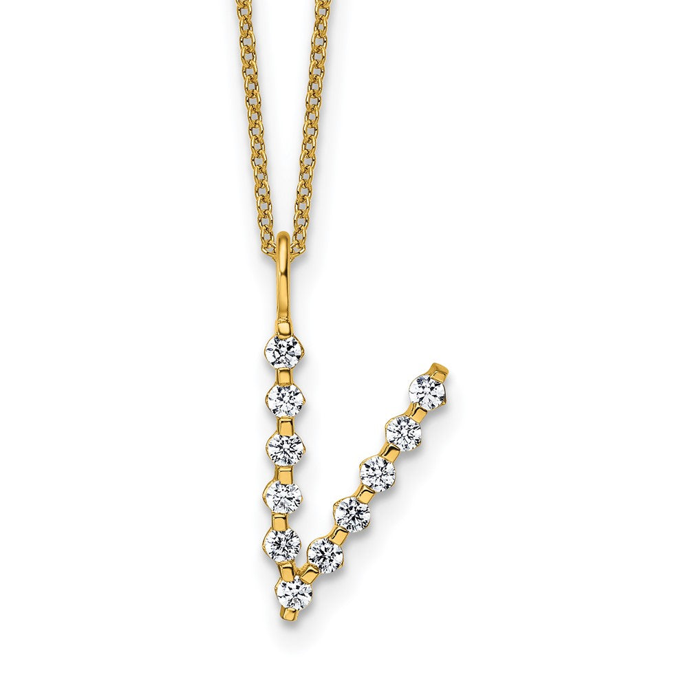 True Origin Lab Grown Diamond VS+ F+ Complete Alphabet V Pendant Necklace