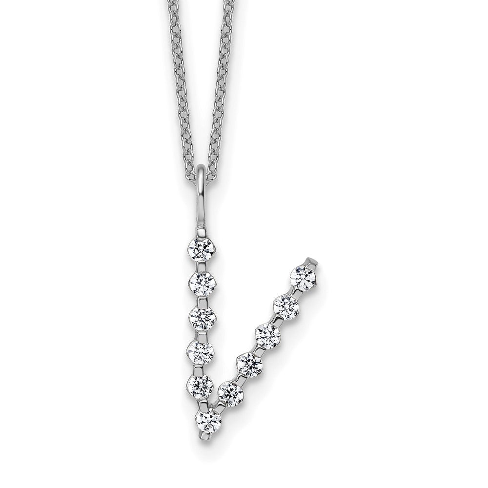 True Origin Lab Grown Diamond VS+ F+ Complete Alphabet V Pendant Necklace