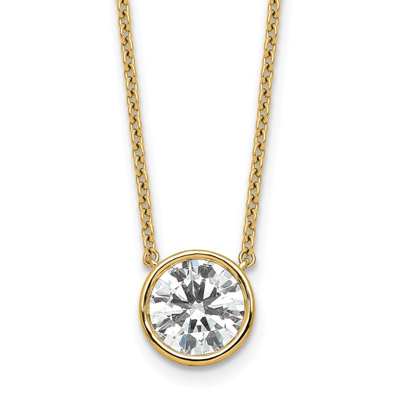 Lab Grown Round Brilliant Solitaire Diamond Necklace - 2.00 Carat