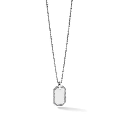 True Origin Men's Lab Grown Diamond VS+ F+ Complete Dog Tag Pendant