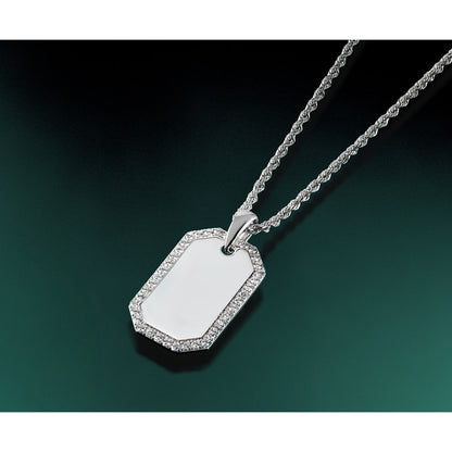 True Origin Men's Lab Grown Diamond VS+ F+ Complete Dog Tag Pendant