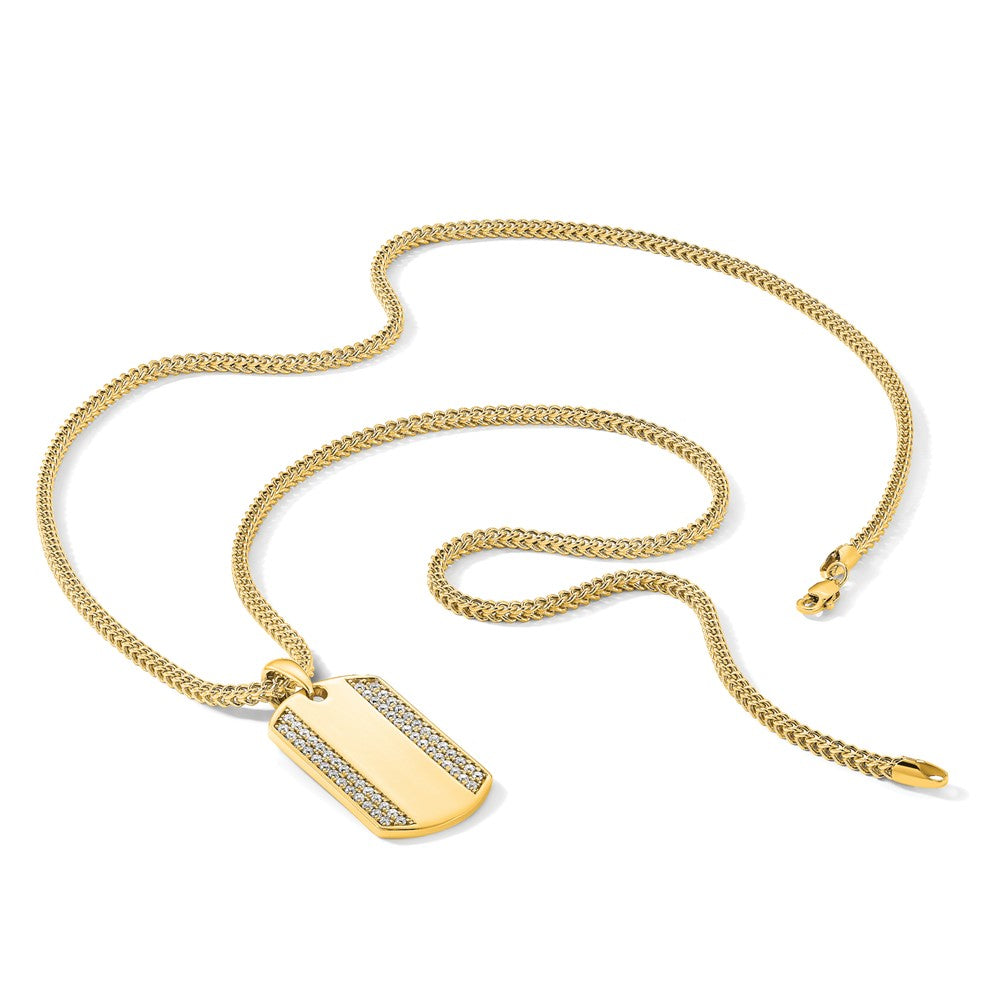 True Origin Men's Lab Grown Diamond VS+ F+ Complete Dog Tag Pendant