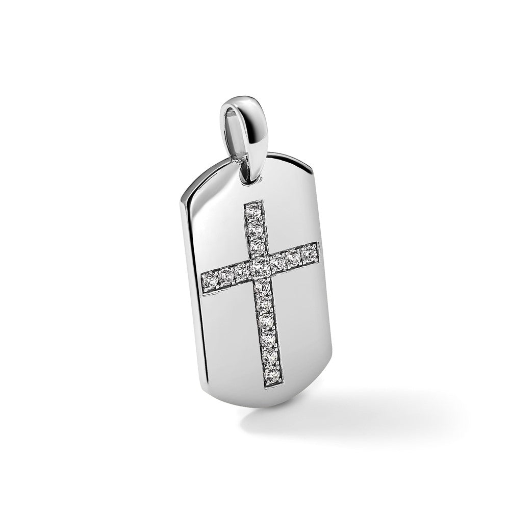 True Origin Men's Lab Grown Diamond VS+ F+ Complete Cross Dog Tag Pendant