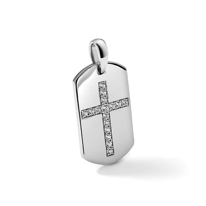 True Origin Men's Lab Grown Diamond VS+ F+ Complete Cross Dog Tag Pendant