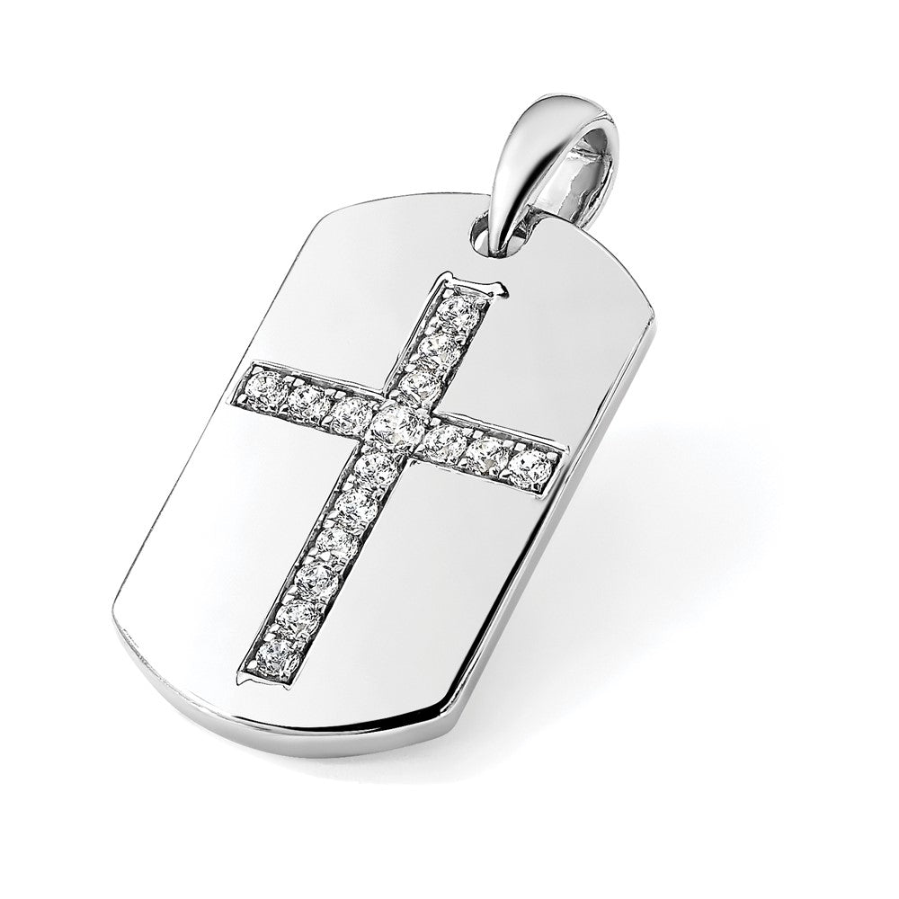 True Origin Men's Lab Grown Diamond VS+ F+ Complete Cross Dog Tag Pendant