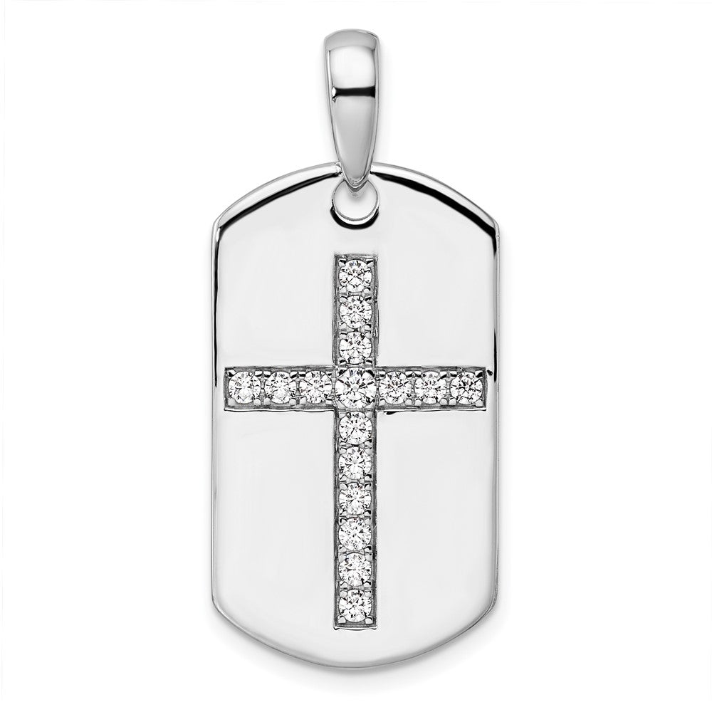 True Origin Men's Lab Grown Diamond VS+ F+ Complete Cross Dog Tag Pendant