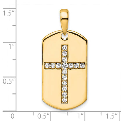 True Origin Men's Lab Grown Diamond VS+ F+ Complete Cross Dog Tag Pendant