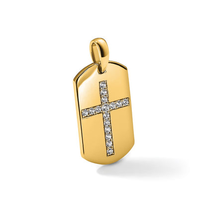 True Origin Men's Lab Grown Diamond VS+ F+ Complete Cross Dog Tag Pendant