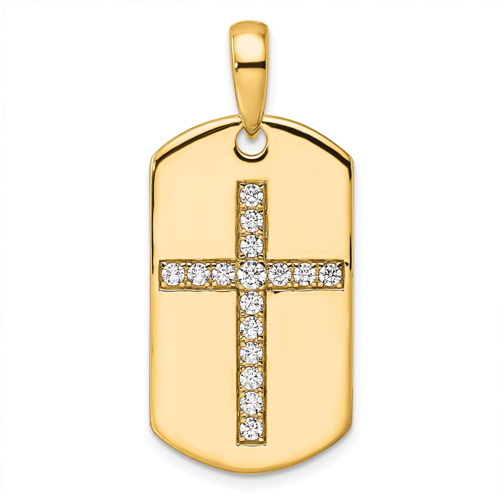 True Origin Men's Lab Grown Diamond VS+ F+ Complete Cross Dog Tag Pendant