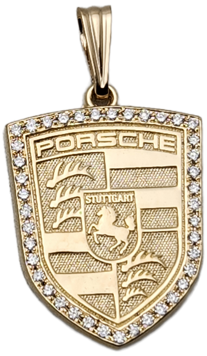 Custom Finest Porsche gold & diamond pendant