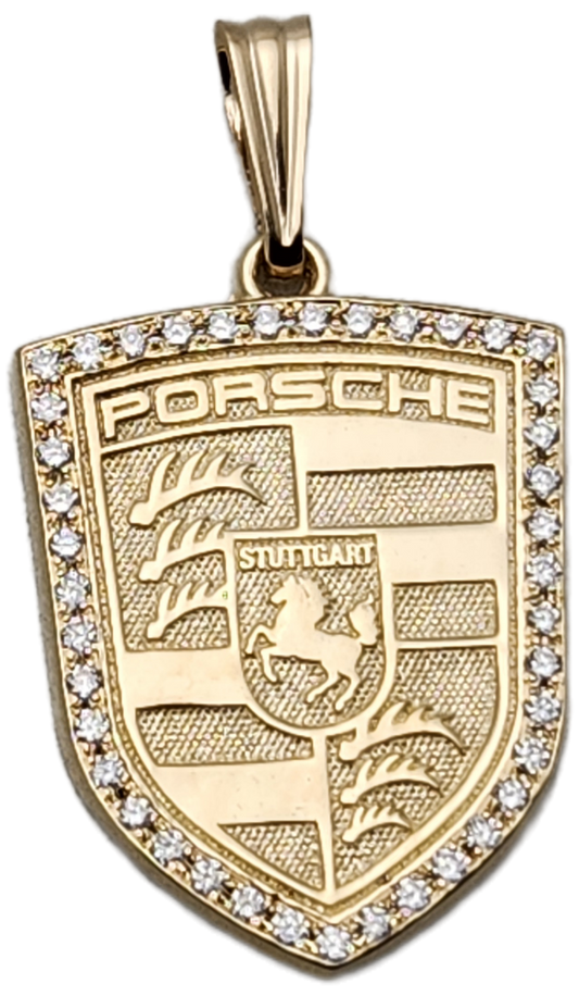 Custom Finest Porsche gold & diamond pendant