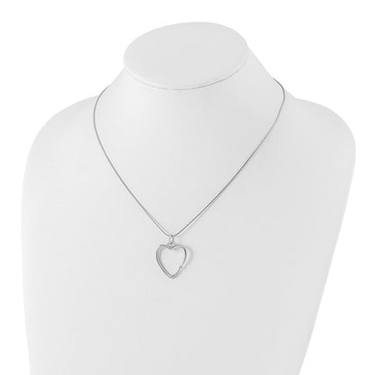 Heart Sterling Silver & Diamond 18" Necklace