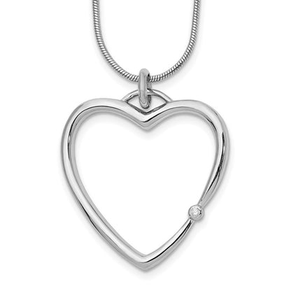 Heart Sterling Silver & Diamond 18" Necklace