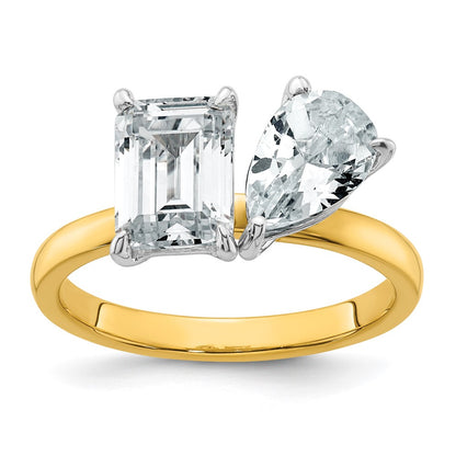 True Origin Lab Grown Diamond VS+ F+ Complete Pear and Emerald Two Stone Ring