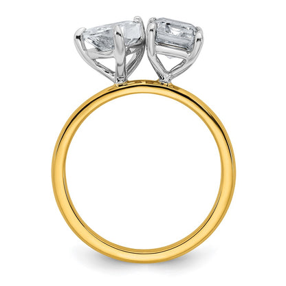 True Origin Lab Grown Diamond VS+ F+ Complete Pear and Emerald Two Stone Ring