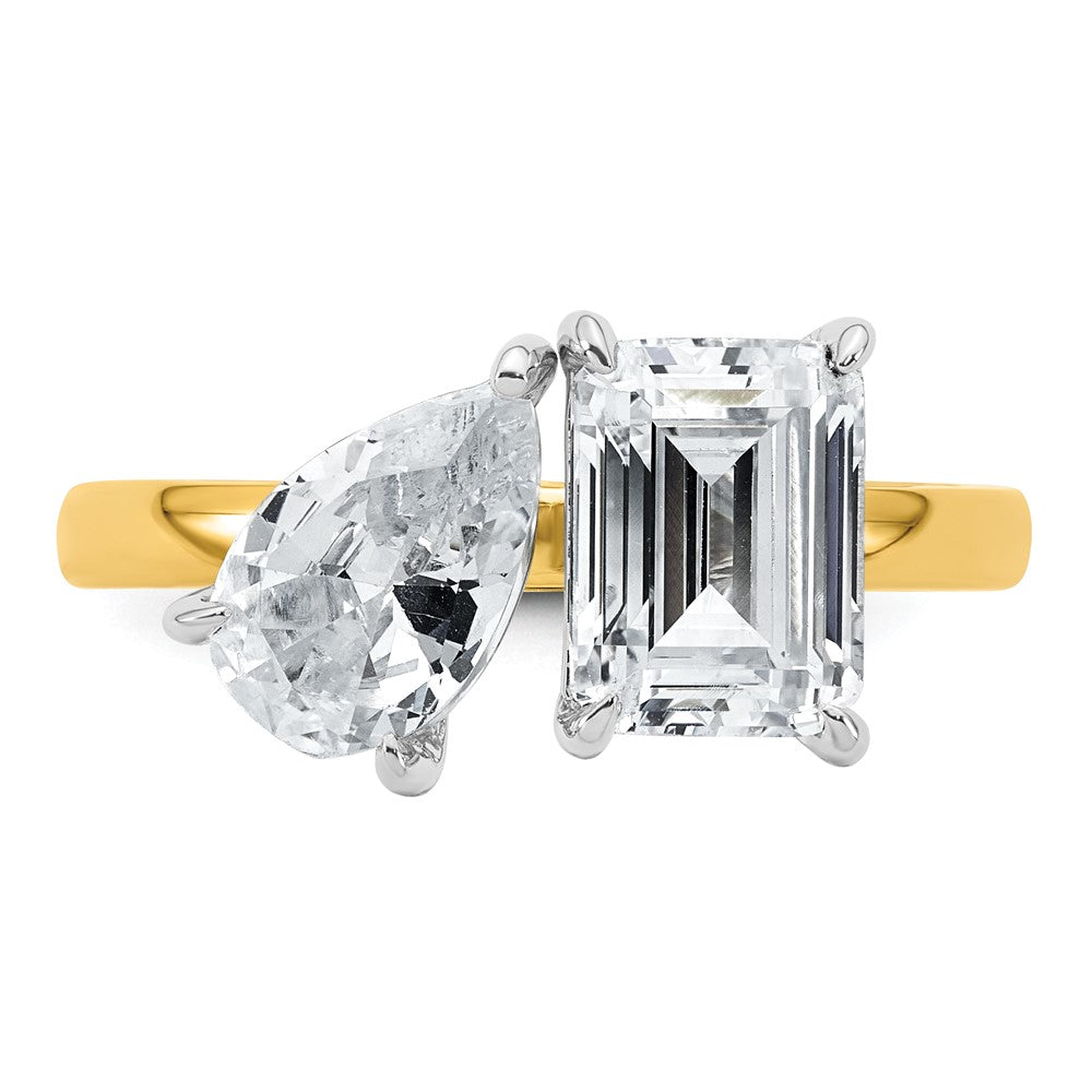 True Origin Lab Grown Diamond VS+ F+ Complete Pear and Emerald Two Stone Ring