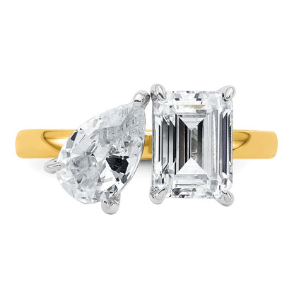 True Origin Lab Grown Diamond VS+ F+ Complete Pear and Emerald Two Stone Ring
