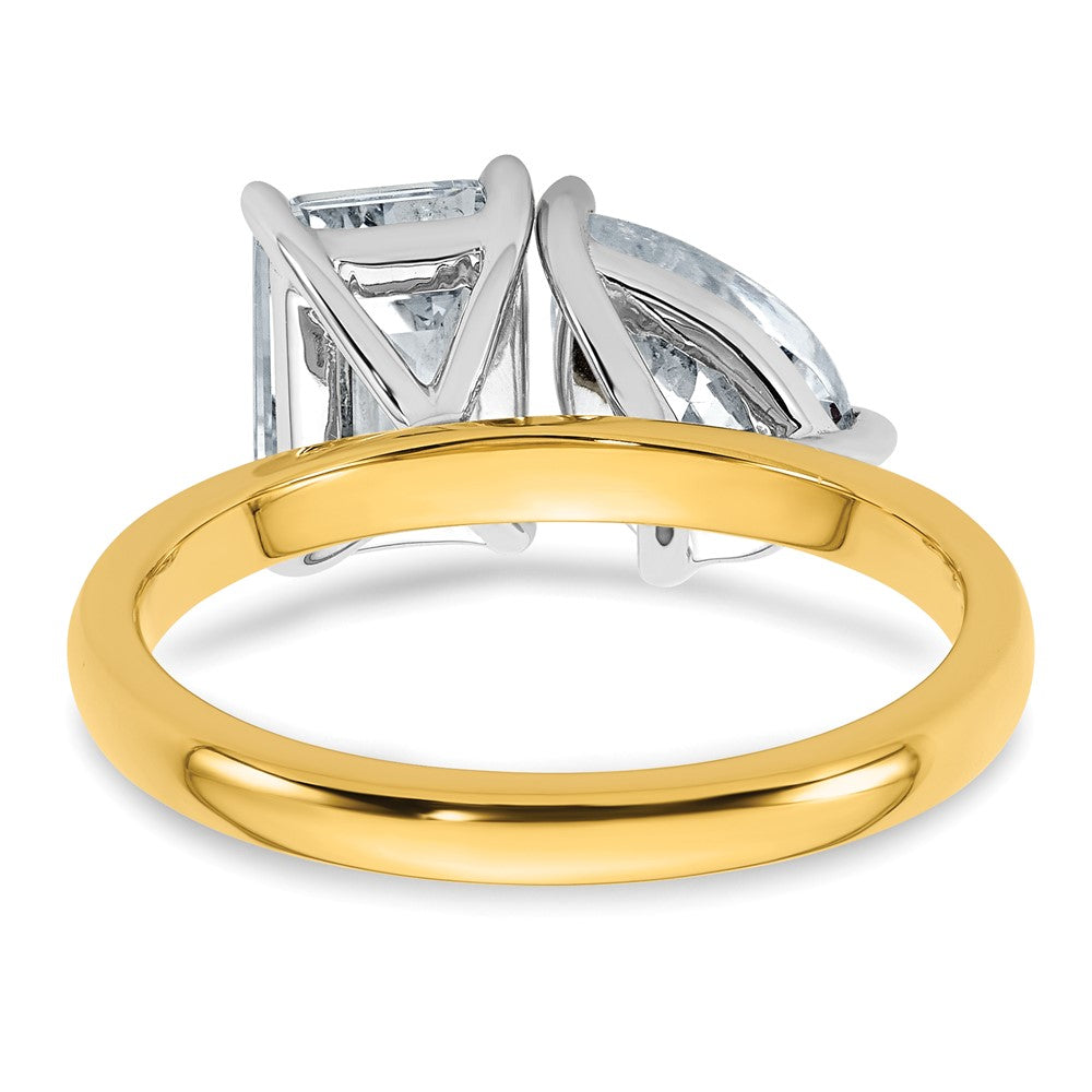 True Origin Lab Grown Diamond VS+ F+ Complete Pear and Emerald Two Stone Ring