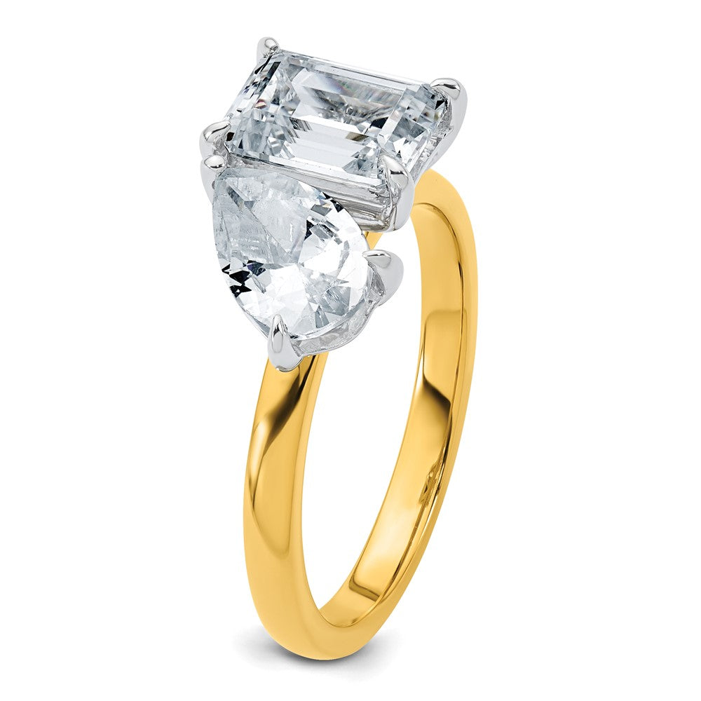 True Origin Lab Grown Diamond VS+ F+ Complete Pear and Emerald Two Stone Ring