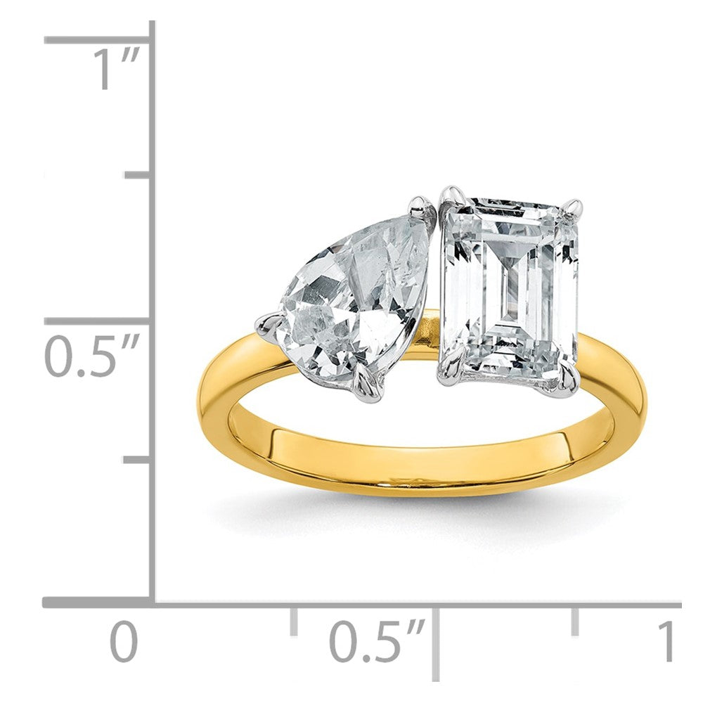 True Origin Lab Grown Diamond VS+ F+ Complete Pear and Emerald Two Stone Ring