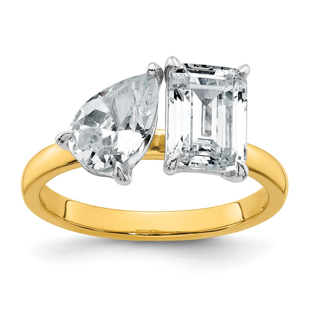 True Origin Lab Grown Diamond VS+ F+ Complete Pear and Emerald Two Stone Ring