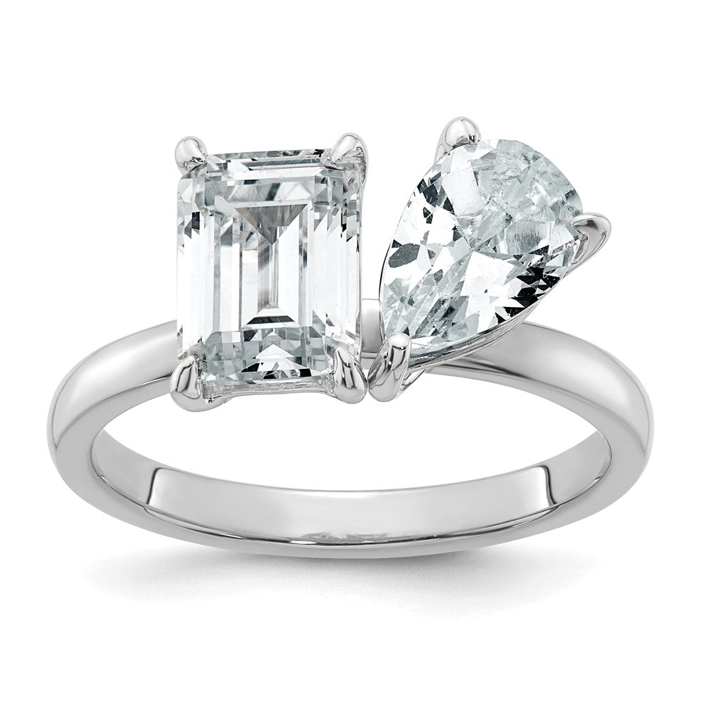 True Origin Lab Grown Diamond VS+ F+ Complete Pear and Emerald Two Stone Ring