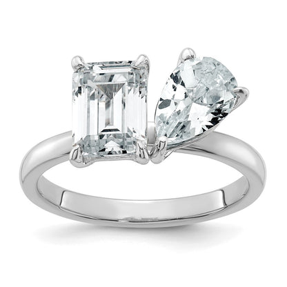 True Origin Lab Grown Diamond VS+ F+ Complete Pear and Emerald Two Stone Ring