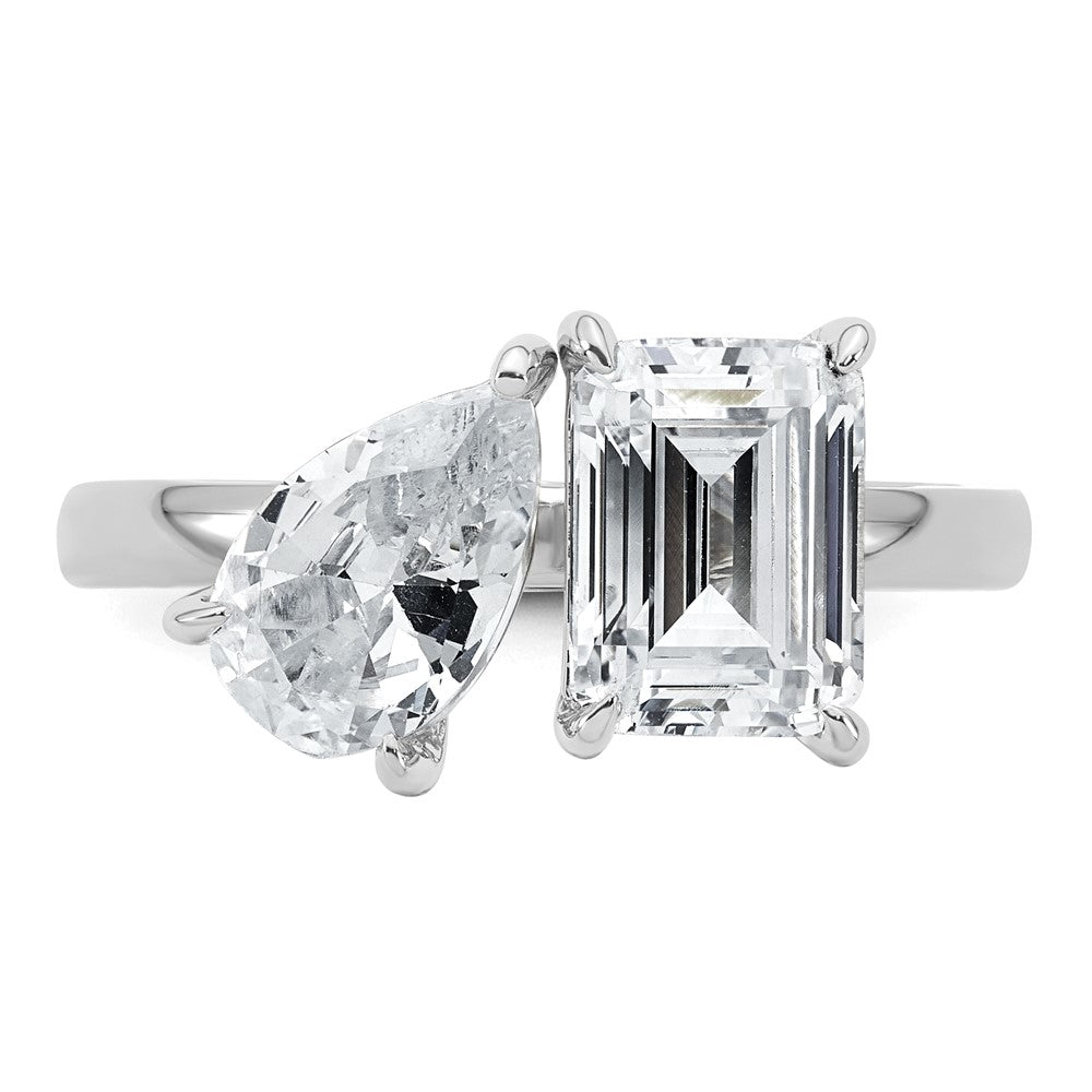 True Origin Lab Grown Diamond VS+ F+ Complete Pear and Emerald Two Stone Ring