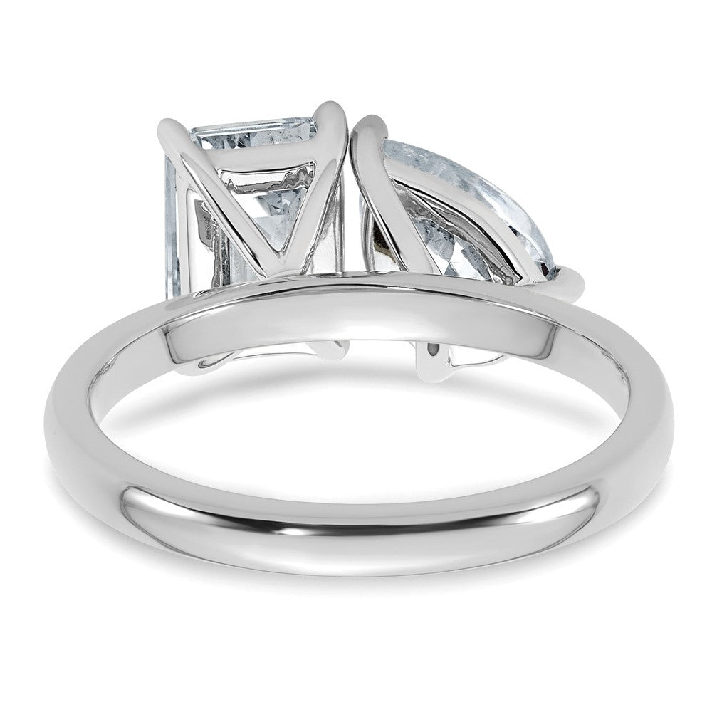 True Origin Lab Grown Diamond VS+ F+ Complete Pear and Emerald Two Stone Ring