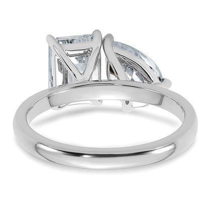 True Origin Lab Grown Diamond VS+ F+ Complete Pear and Emerald Two Stone Ring