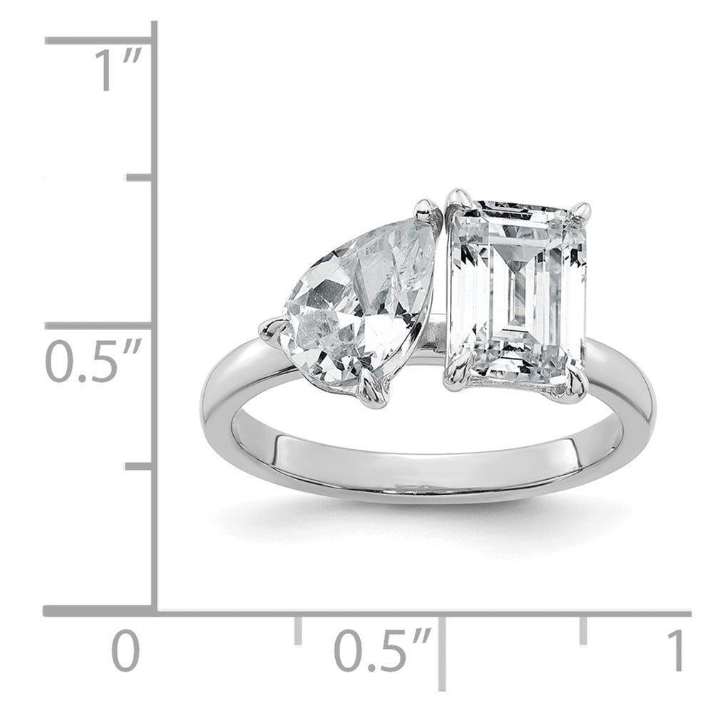 True Origin Lab Grown Diamond VS+ F+ Complete Pear and Emerald Two Stone Ring