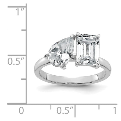 True Origin Lab Grown Diamond VS+ F+ Complete Pear and Emerald Two Stone Ring