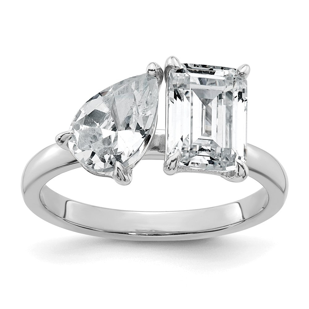 True Origin Lab Grown Diamond VS+ F+ Complete Pear and Emerald Two Stone Ring