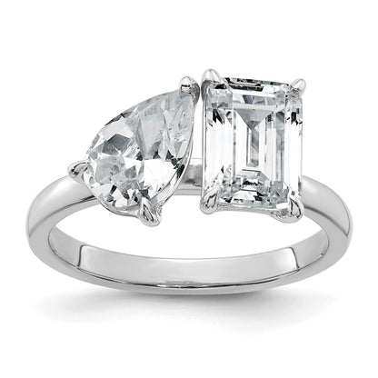 True Origin Lab Grown Diamond VS+ F+ Complete Pear and Emerald Two Stone Ring