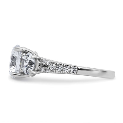 True Origin 3 1/5 Total carat Lab Grown Diamond VS+ F+ Complete Oval Three Stone Ring