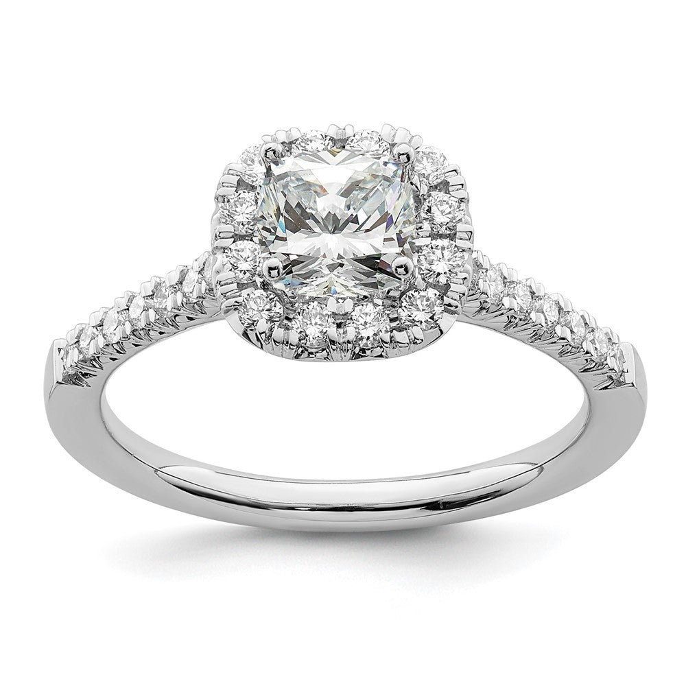 True Origin Lab Grown Diamond VS+ F+ Semi-Mount Cushion Halo Engagement Ring