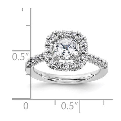 True Origin Lab Grown Diamond VS+ F+ Semi-Mount Cushion Halo Engagement Ring