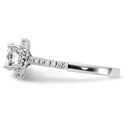 True Origin Lab Grown Diamond VS+ F+ Semi-Mount Cushion Halo Engagement Ring