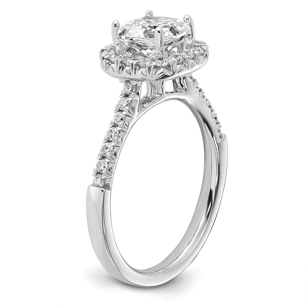 True Origin Lab Grown Diamond VS+ F+ Semi-Mount Cushion Halo Engagement Ring