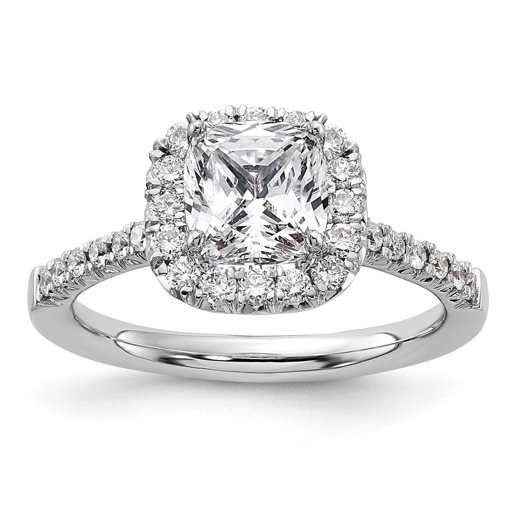 True Origin Lab Grown Diamond VS+ F+ Semi-Mount Cushion Halo Engagement Ring