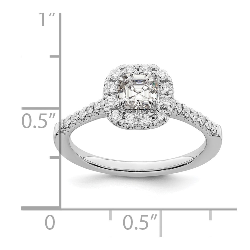 True Origin Lab Grown Diamond VS+ F+ Semi-Mount Asscher Halo Engagement Ring