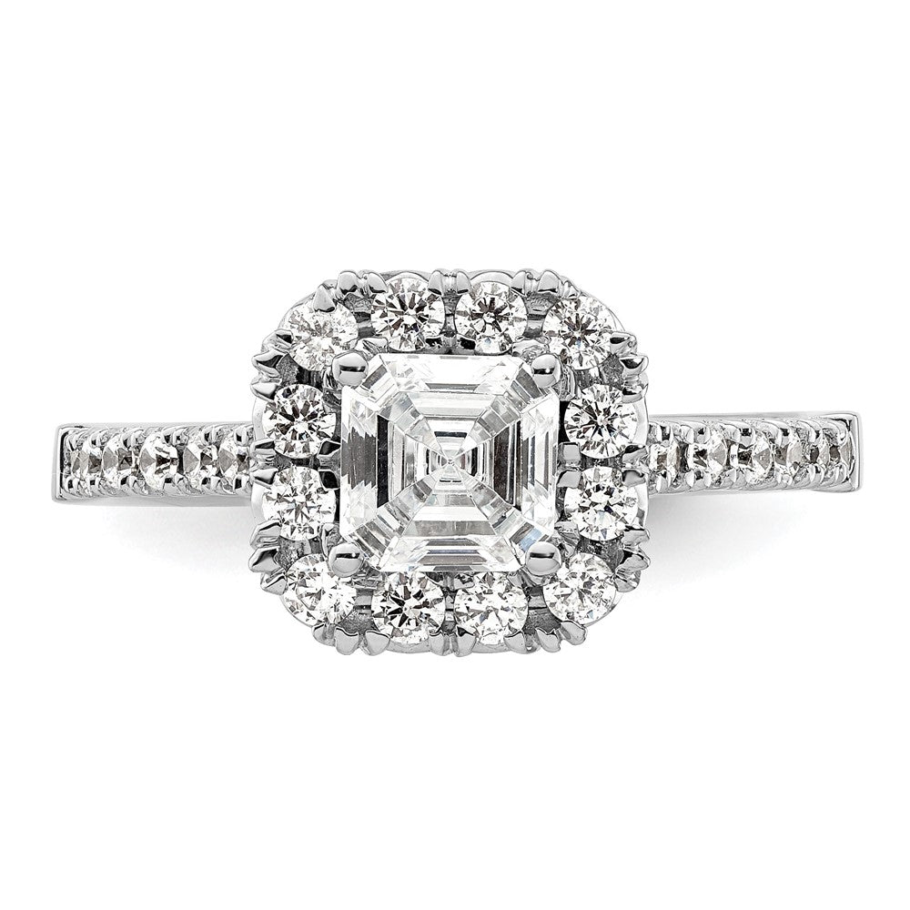 True Origin Lab Grown Diamond VS+ F+ Semi-Mount Asscher Halo Engagement Ring