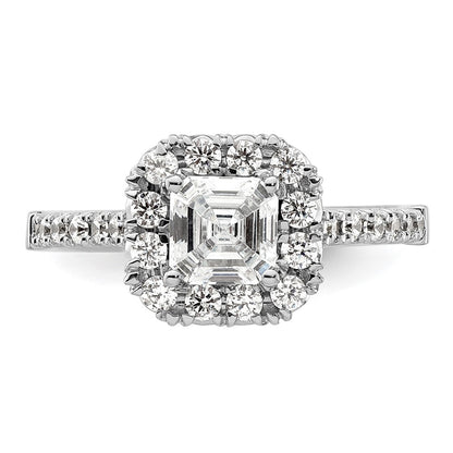 True Origin Lab Grown Diamond VS+ F+ Semi-Mount Asscher Halo Engagement Ring
