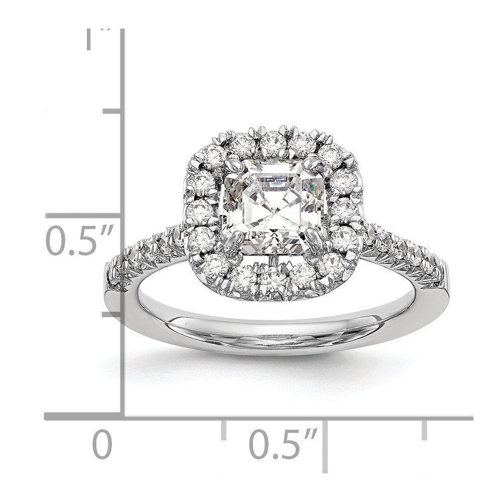 True Origin Lab Grown Diamond VS+ F+ Semi-Mount Asscher Halo Engagement Ring