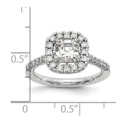 True Origin Lab Grown Diamond VS+ F+ Semi-Mount Asscher Halo Engagement Ring