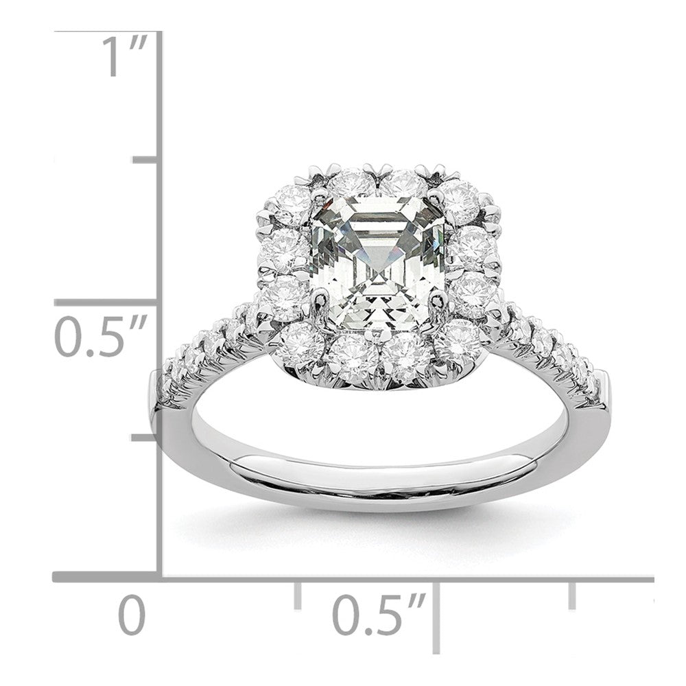 True Origin Lab Grown Diamond VS+ F+ Semi-Mount Asscher Halo Engagement Ring